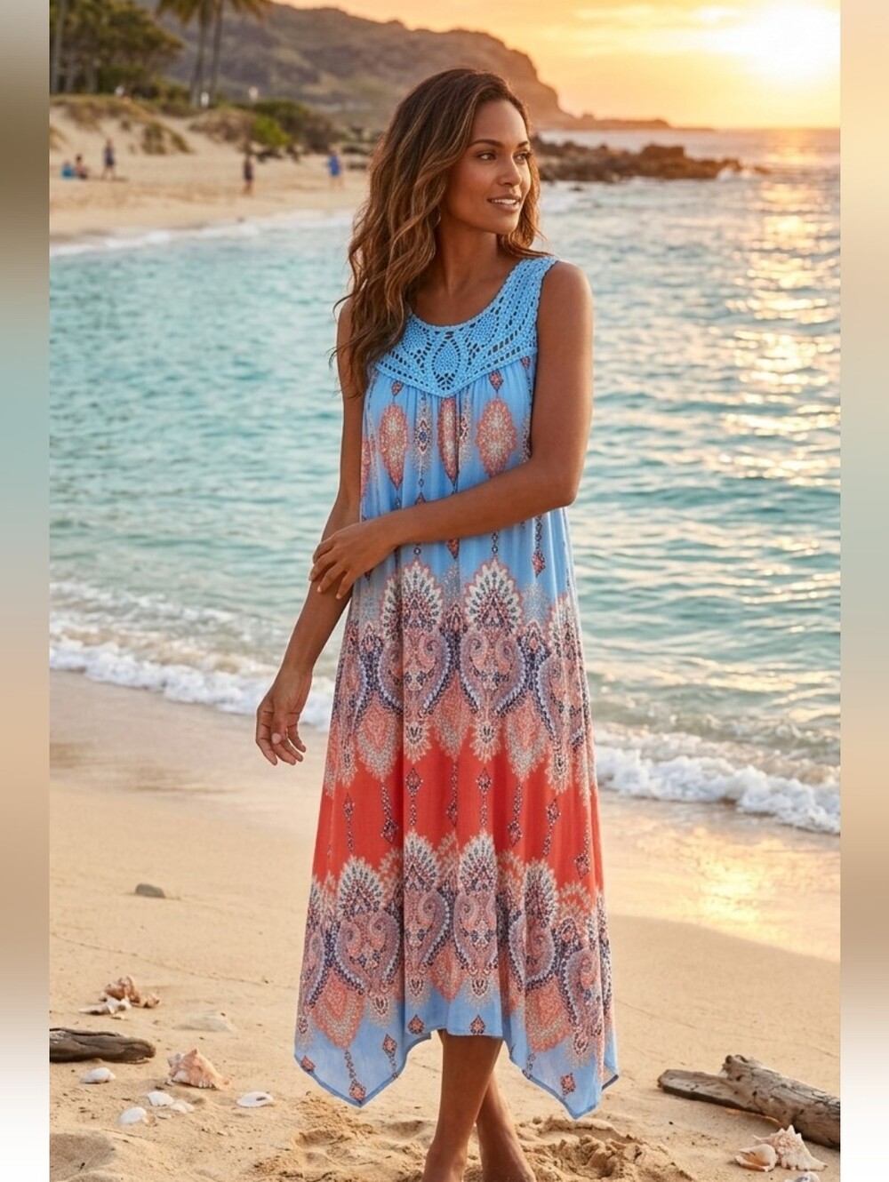 Bohemian Crochet Topped Dress